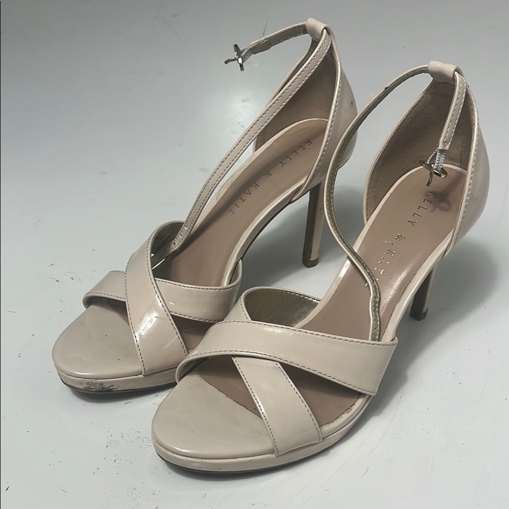 Kelly & Katie Sz 6 Nude Blush Criss Cross Strappy High Heel Shoe